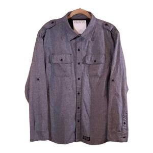 Dravus Heathered Black Long Sleeve Button-front Shirt Military Casual Men's XL